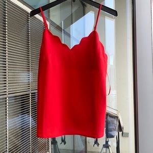 New! Red, scalloped spaghetti strap shirt